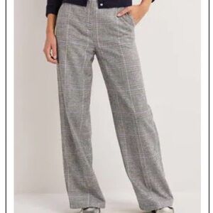 Boden Gray Plaid Wide Leg Pants 16/18